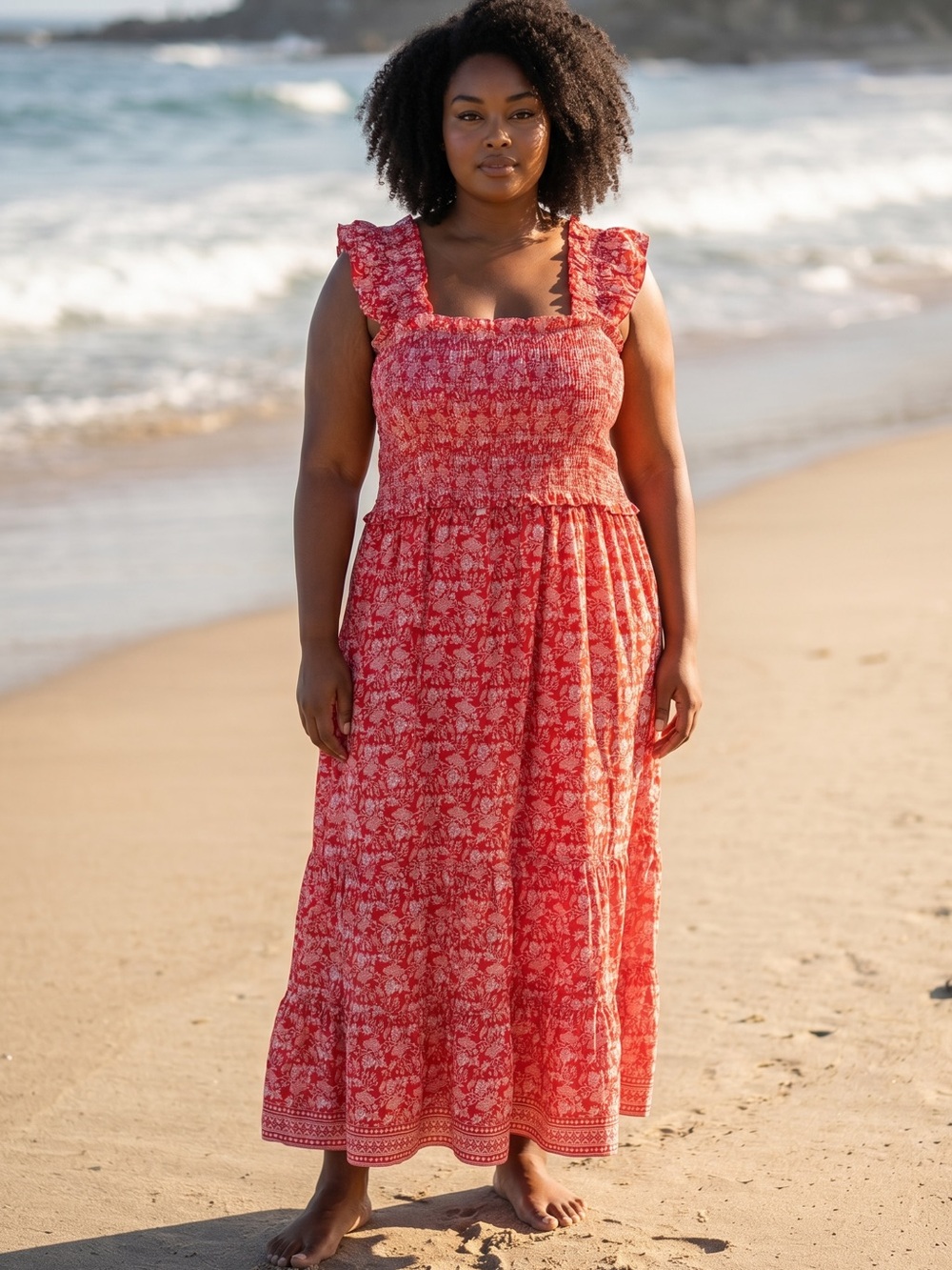 Max studio women’s plus size 2X maxi dress red floral mock top sundress $188 new